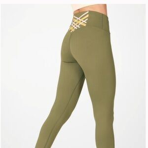 FABLETICS Olive Green High-Waisted Strappy Powerhold Leggings